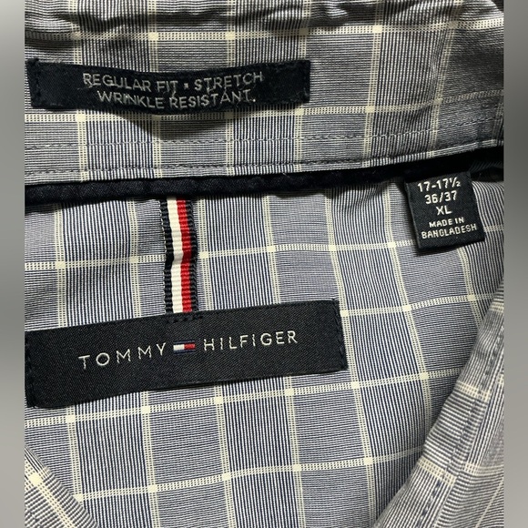 Tommy Hilfiger Men Gray And White Casual Button‎ Down Shirt - Picture 7 of 7